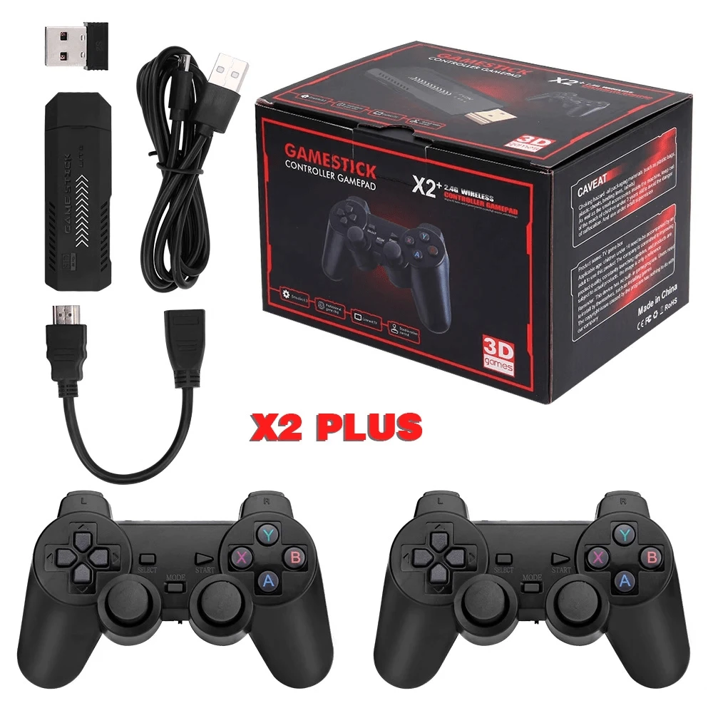 X2 PLUS Home Video Game Console Portable Retro 3D Games Stick Box GD10 TV 4K Lite USB Games - Negro - Ver 1