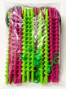 25pcs Random Color Long Hair Spiral Curl Rods, Ionic Hair Styling Tool, DIY Hairstyle Design Wool Curl Sticks - Multicolor - View 8