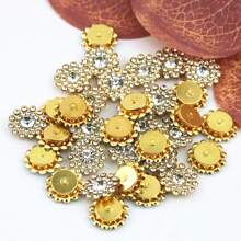 14MM Sunflower Hand Sewn Rhinestone 50Pcs/Pack Shiny Handmade Glass Sewing Crystal Sewing On Decorative Beads Flat Back Gold Base With Holes Gem DIY Accessories Needle And Thread Materials Sew On Stones Strass Beads Used For Decorating Clothes, Dress, Bags, Shoes, Brooches , Earrings, Handicrafts - Red - View 13