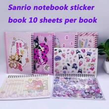 Sanrio 10pcs/Set New Sanrio Cartoon Sticker Memo Book, Includes Characters Like , Melody, And Hello Kitty,School Supplies,Back To School