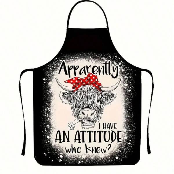 1pc Fashionable Cow Print Apron, Durable Kitchen/Restaurant Apron Suitable For Cooking, Outdoor Grilling, Gardening Cleaning