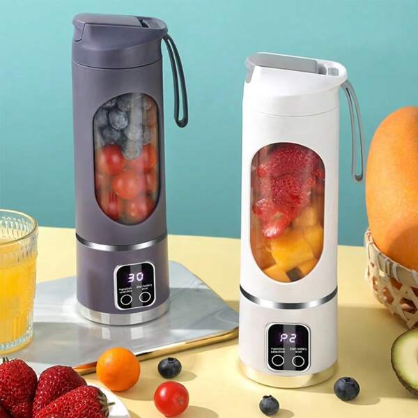 Tragbarer Mixer / Blender / Smoothie Maker, 450ml Becher, Auslaufsicherer Deckel, Leistungsstarker Mini Standmixer, Kabellos & Wiederaufladbar, Zerkleinert Eis & Obst