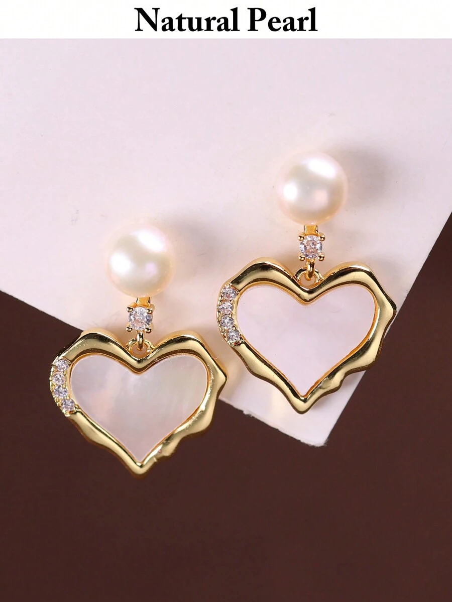 mufan 1 Cặp bông tai đính ngọc trai nước ngọt nuôi cấy tự nhiên, hình trái tim, sáng bóng, thích hợp để đeo hàng ngày, hẹn hò, làm việc, du lịch, đám cưới, hộp quà, trang sức ngọc trai, quà tặng phù dâu, kỷ niệm, quà tặng cho cô ấy, ngày lễ tình nhân, quà cưới - trắng - Xem 1