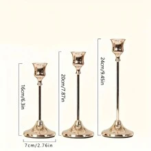 30 件优雅浪漫的欧式婚礼装饰，复古镀金和镀铜，中心烛台，锥形金属烛台，房间和家居装饰 - 銅色 - 查看 4