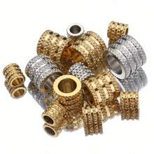 20pcs Stainless Steel Mesh Beads, Gold Color Large Hole Beads Suitable For DIY Necklace, Bracelet, Jewelry Making - Multicolor - View 4