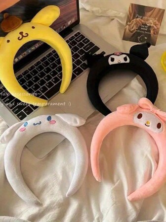 Sanrio 1 件可爱卡通毛绒发带 - 适合女士和女孩的柔软发饰 - 完美搭配化妆、护肤和休闲装