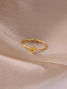 1 pieza Anillos de mujer con corazón delicado, anillo abierto de acero inoxidable diminuto con imitación de circonita, joyería de moda para damas, regalo de cumpleaños, regalos del Día de San Valentín