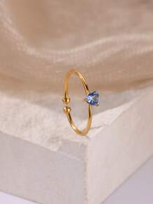 1 pieza Anillos de mujer con corazón delicado, anillo abierto de acero inoxidable diminuto con imitación de circonita, joyería de moda para damas, regalo de cumpleaños, regalos del Día de San Valentín