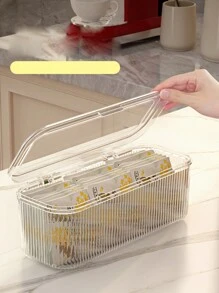 1 pièce Boîte de rangement multifonctionnelle transparente à rabat, convenant pour les médicaments, les collations, les cosmétiques et la papeterie - panier de bureau en plastique, sac organisateur de cosmétiques, transparent, étui à crayons