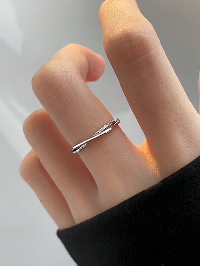 1pc Simple Line Criss-Cross Adjustable Ring, Elegant Minimalist Style, Suitable For Everyday Wear