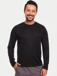 Kit 2 Camisetas Manga Longa Dry Fit Básica Lisa Proteção Solar UV Térmica Blusa Academia Esporte Camisa - Preto/Rosa - Visão 8