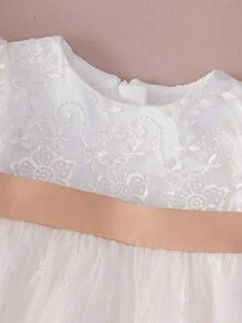 Baby/Toddler Girls White Wedding Flower Girl Dress, 0-2 Years Old, For Birthday Party And Wedding - White - View 5