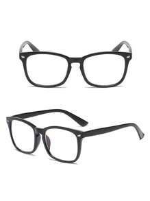 LIMOGE 1 pieza Gafas unisex, gafas retro cuadradas para computadora, lectura, juegos, TV, teléfono móvil, anti-fatiga ocular, lentes claros para protección de los ojos y accesorios de verano para playa, fiesta y festival, disponibles en múltiples colores (Gafas negras, Gafas claras, Gafas marrones, Gafas verdes, Gafas con estampado de leopardo, Gafas rosas)