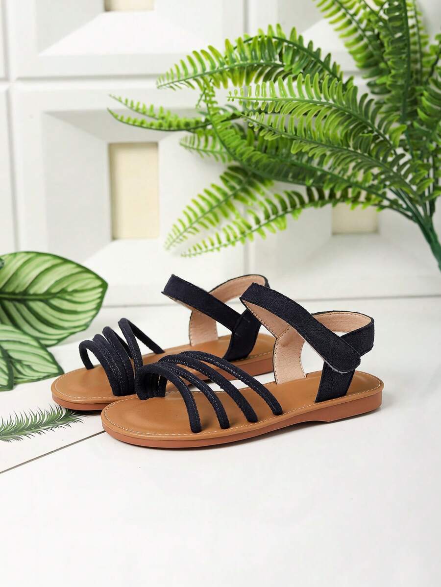 Sandales plates de vacances à la mode et jolies pour filles, printemps/été - Bleu azur - Voir 1