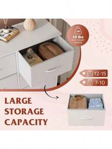 Tall Dresser For Bedroom, Fabric Dresser Storage Tower, Dresser & Chest Of Drawers Organizer Unit With 10Drawers, Storage Cabinet, Hallway, Closets, Steel Frame, Wood Top - 棕色 - 查看 5