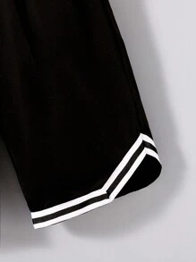 2 pièces Ensemble short et t-shirt à manches courtes avec imprimé de basketball pour garçons adolescents