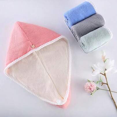 1/2pcs Double Layer Hair Drying Towel, Soft & Comfortable, Quick Absorbent & Fast Drying, Multiple Colors Available, Suitable For Autumn Decor, Holidays, Bathroom, Back To School, Salons, Hotels, Sports, Home Essential, Towel, Skincare