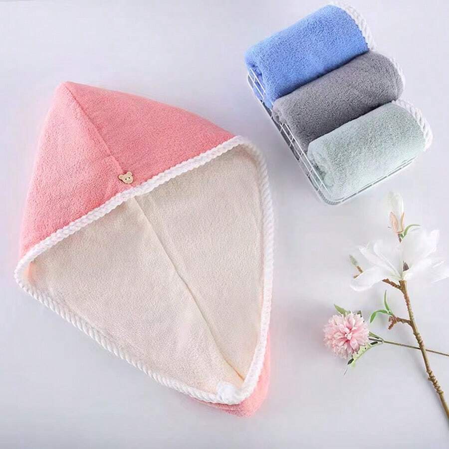 1/2pcs Double Layer Hair Drying Towel, Soft & Comfortable, Quick Absorbent & Fast Drying, Multiple Colors Available, Suitable For Autumn Decor, Holidays, Bathroom, Back To School, Salons, Hotels, Sports, Home Essential, Towel, Skincare - Multicolor - View 1