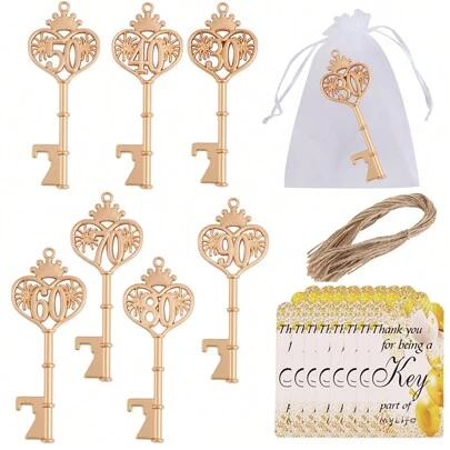 24 件 30 40 50 60 70 80 90 岁钥匙开瓶器，适合 50 岁生日派对礼物，30 40 50 60 70 80 90 岁钥匙啤酒开瓶器，周年纪念纪念品礼品装饰，适合户外、露营、父亲礼物
