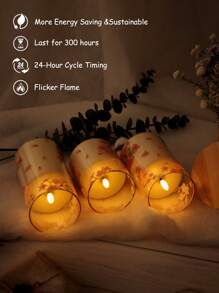 3 件/套樱花蜡烛灯带定时器遥控器，闪烁无焰蜡烛，带粉色樱花 LED 电池供电真蜡，3 件逼真灯芯柱状蜡烛带温暖火焰，适用于家庭、卧室、婚礼、订婚、圣诞节、万圣节、公司聚会