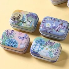 迷你锡盒紧凑型紫罗兰蜡膏隔层盒，硬币耳环指甲油收纳盒，家庭收纳容器 - 彩色 - 查看 5