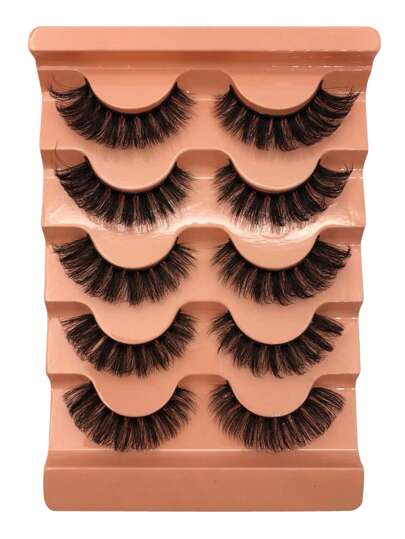 5pairs Volumized False Eyelashes, For Women Mom Wife Sister Teen Girl Friend, For Party Club Strip Lashes, Lashes, Eyelashes, Fake Lashes