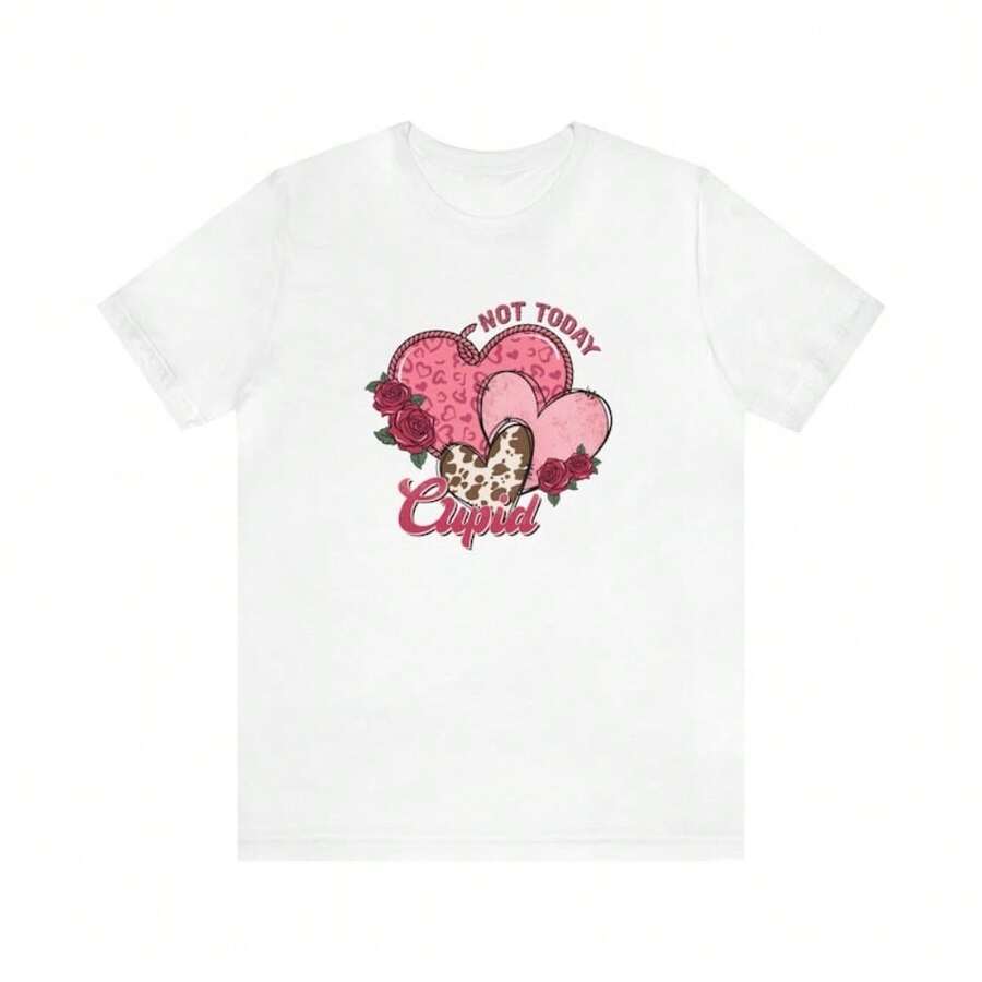 Not Today Cupid Shirt - Funny Valentine's Day T-Shirt - Galentine's Gift - Anti Valentine's Day Crewneck - Sarcastic Western Graphic Daily T-Shirt Women  Girls T-Shirt - 白色 - 查看 1