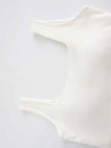 Women's Cross Over Beautiful Shoulder Strap, Chest Cushion Vest, Young Girl,Youthful And Simple Fashion, Versatile Backless, Sexy And Slim Fitting, Breathable And Sweat Absorbing Sports Fitness Base, Fixed Bra Vest Top, Workout - White - View 5