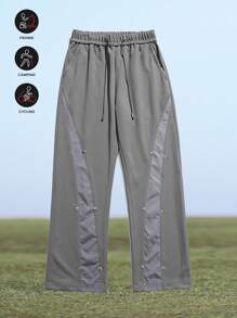 Pantalon d'extérieur pour hommes avec un tissu doux, confortable, agréable à la peau, respirant, résistant à l'usure et . Ils présentent une taille élastique avec un design color-block et un style évasé jusqu'aux chevilles. Convient pour l'escalade, la pêche, le camping, la randonnée, la course, les sports, les aventures en plein air, les vacances et les voyages - Gris - Voir 2