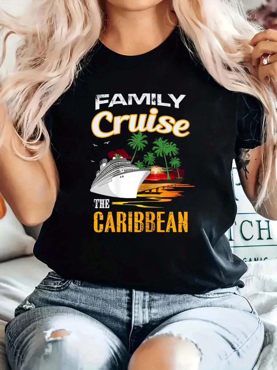 Caribbean Family Cruise Shirt For Men, Women, Boys And Girls - Black - View 1
