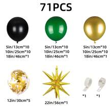 139 个深绿色黑金色气球花环拱门套件，含 3 个星形气球，绿色黑金色乳胶金属五彩纸屑气球，适用于周年丛林生日毕业派对装饰 - E - 查看 9