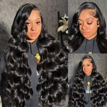 42 Inch 200% Density Body Wave Lace Front Wig Human Hair HD Lace Frontal 13x4 Pre Plucked With Baby Hair For Women Natural Black Body Wave 13x4 Lace Front Closure Wig Preplucked