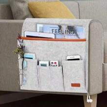 Organizador de reposabrazos reclinable para sofá de fieltro, sillón para el hogar, para revistas, tableta, teléfonoóvil, bolsa de almacenamiento colgante con Control remoto 2TS4 - B-Gris oscuro - Ver 2