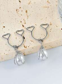 1 Pair Luxury Faux Pearl Wrapped/Double Heart Nipple Clamps, Baroque Pearl Nipple Clips, Suitable For Women's Daily, Party, Valentine's Day, Holiday Wear - Multicolor - View 13