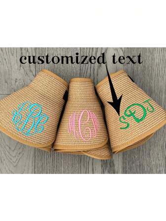 1pc Personalized Sun Hat, Custom Beach Hat, Embroidered Straw Hat With Bow Buckle, Beach Sun Hat/Visor/Wide Brimmed Bonnet, Friend Gift, Birthday Gift, Bridal Gift, Bridesmaid Gift, Summer Gift, Gift For Her,Dawg, Cute,Adorable,Colorful,Y2K,Stylish,Unisex,Casual,Hipster,Custom,Personalized,Unique,Customized,Ideal Gifts For Him,Ideal Gifts For Her,Boyfriend,Girlfriend,Family,Friends,Grandparents,Children,Her,For Anniversaries,For Birthdays,For Weddings,For Graduation,For Housewarming,Beach