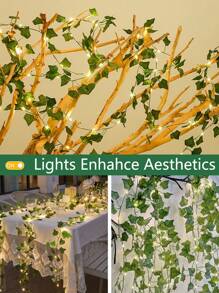 1 件 LED 藤蔓仙女灯串，电池供电，2m/5m/10m 人造常春藤花环，悬挂假藤蔓灯装饰，适用于家庭、卧室、圣诞节、派对、新年、婚礼墙壁装饰、万圣节和感恩节万圣节圣诞节感恩节礼物 - 綠色 - 查看 5