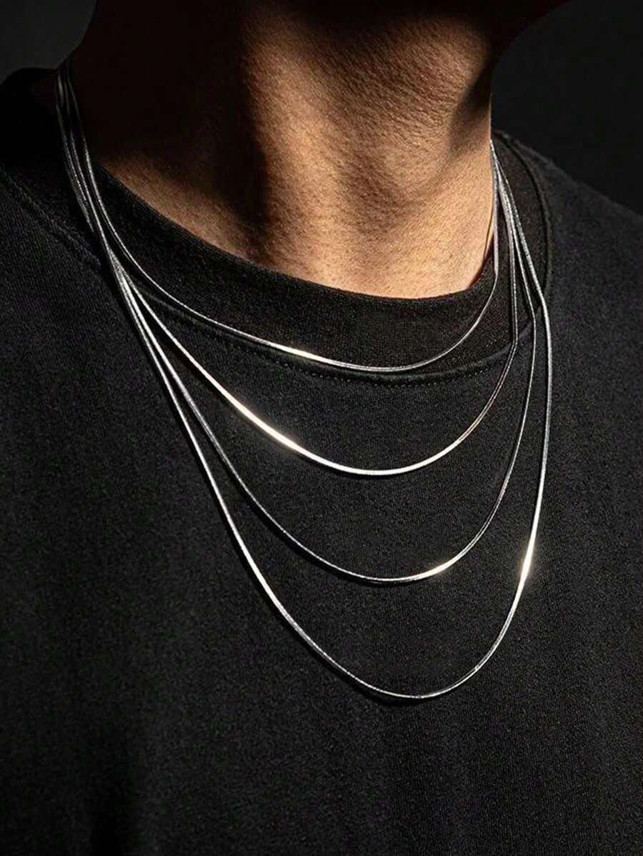 1 件简约蛇链优质项链男女通用男士珠宝礼物 - 彩色 - 查看 1