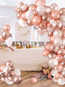 105pcs Rose Gold Ivory Confetti Latex Balloons, Perfect For Birthday Party Decorations, Birthday Gift Party Favor, Wedding Decor Babe Shower Decor, Home Decor, Room Decor, Wall Background Photography Background Party Decoration,Decorative Balloon Arch Kit