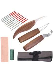 20 件木雕套件木雕工具手工雕刻刀套装配防滑防割手套、削木刀 - 木雕套件带工具 DIY 和雕刻刀，适合成人、初学者和儿童。 - 彩色 - 查看 15