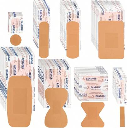 Paquete de 80/40 con ocho especificaciones, vendas adhesivas flexibles, paquete de vendas surtidas de varios tamaños, vendas para la yema de los dedos, vendas impermeables, vendas adhesivas transpirables para botiquín de emergencia