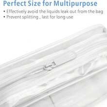 3件套防水透明化妆包，夏季度假旅行必备 - 轻便多功能拉链袋，适合收纳女士洗漱用品和配件，可用作旅行收纳包或化妆包 - 白色 - 查看 3