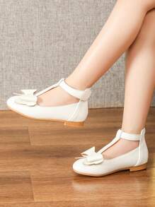 女童、儿童、幼儿、公主、娃娃设计的白色平底鞋 - 白色 - 查看 2