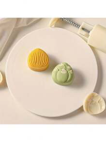 3pcs Chestnut MoonCake Mold Set 50g, Mid Autumn Festival DIY Hand Press Cookie Stamps Pastry Tool Moon Cake Maker,Mung Bean Cake Mould,Fruit Cookie Cutters For Baking,1 Mold 2 Stamps - White - View 3