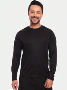 Kit 2 Camisetas Manga Longa Dry Fit Básica Lisa Proteção Solar UV Térmica Blusa Academia Esporte Camisa - Preto/Rosa - Visão 6