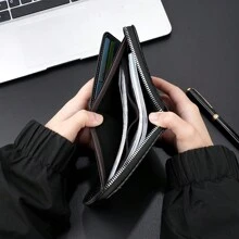 2025 Minimalist Carbon Fiber Men Wallet, Large Capacity Zipper Coin Purse, Card Holder Organizer Wallet, Ideal Gift For Men, New Year & Valentine's Day