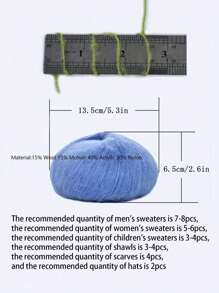 1/5 pezzi Filato di mohair da 330 m, colore dopamina, composizione: 15% lana, 15% mohair, 40% acrilico, 30% nylon, morbido filato per uncinetto e maglia di maglioni, sciarpe, scialli, cardigan, pon pon, 50 g