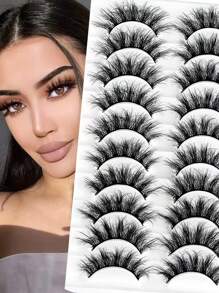 10/8 对自然假睫毛蓬松水貂假睫毛 5D 卷曲 16 毫米纤细猫眼睫毛浓密睫毛延长套装 - 非常适合日常使用 假睫毛、睫毛、睫毛、假睫毛 - 自然纖長款 - 查看 8