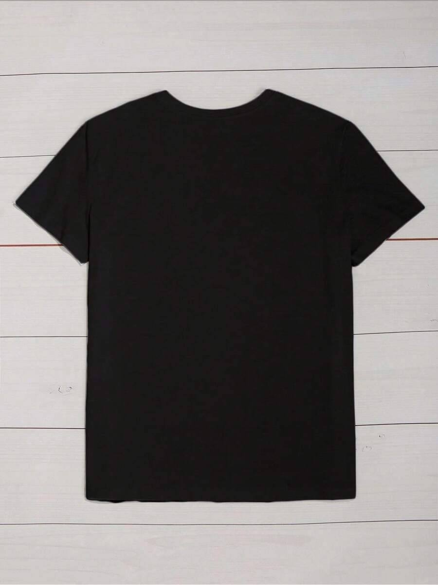 Lo siento, no puedo, caballos, adiós, camiseta de manga corta con estampado de eslogan divertido para mujer, top negro casual de cuello redondo. - Negro - Ver 1