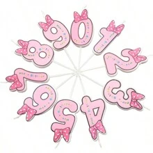 Bowknot Number Happy Birthday Candle Year Old Blue Pink Cute Cartoon Creative Birthday Cake Decoration Candle - Pink - View 7