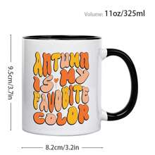 Taza de café con temática otoñal "El otoño es mi color favorito", taza de cerámica de 11 onzas con texto y diseño divertido - taza de té, taza para comidas, taza de leche, regalo familiar, para la esposa, Sra., hermanos y hermanas, padres, ideal para otoño, Acción de Gracias, Halloween, Navidad y decoración del hogar - Multicolor - Ver 13